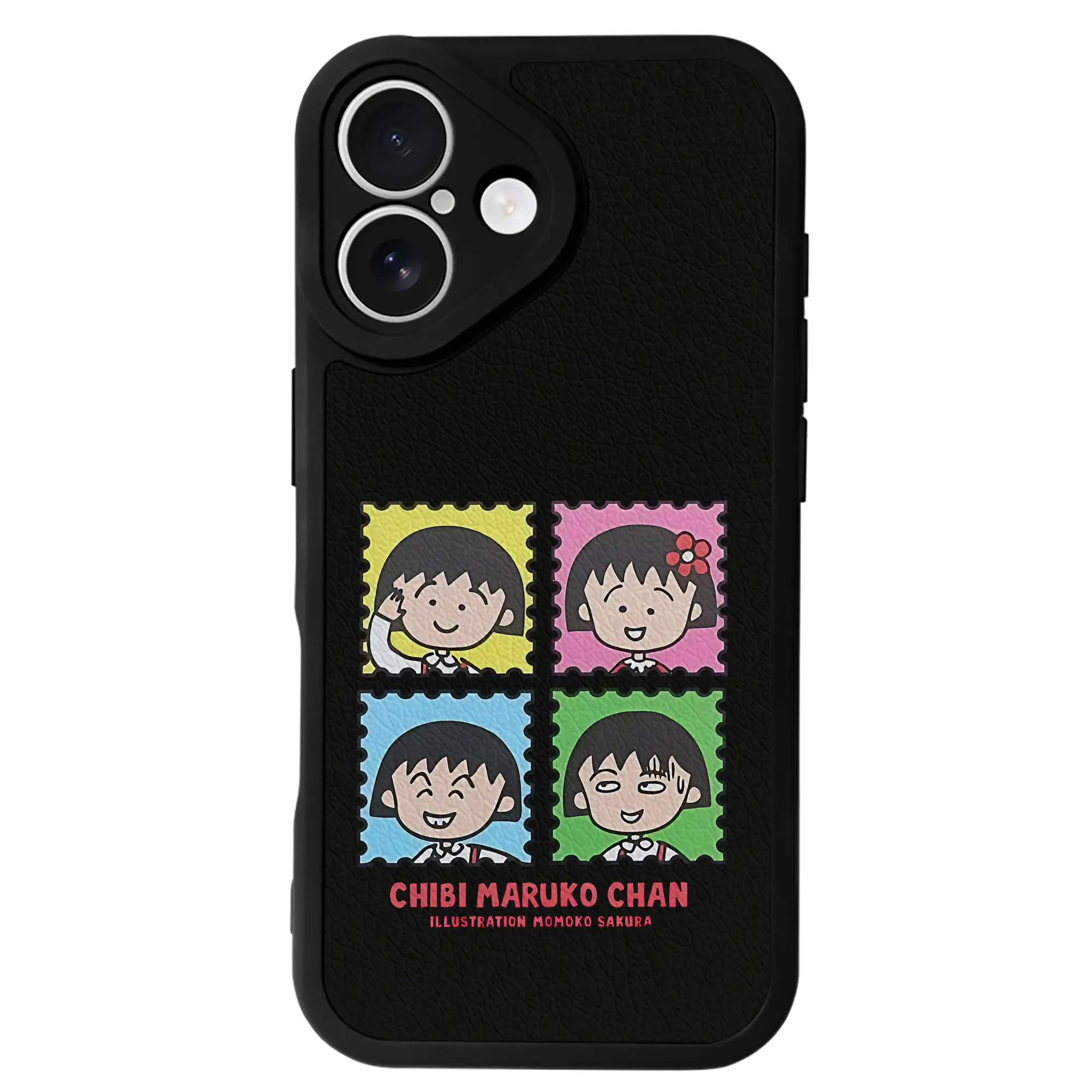 ちびまる子ちゃん グッズ さくら ももこ - IPhone 16シリーズ対応 ・ シリコンスマホケース ・ レザー調 ・ 高精度フィット ・ 耐衝撃 ・ ワイヤレス充電対応 ・ 精密カット